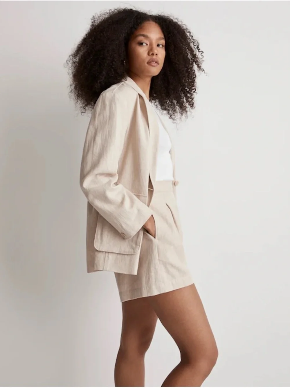 NWOT Madewell High-Waist Natural Cream Linen-Cotton Blend Shorts - XS - Picture 4 of 8